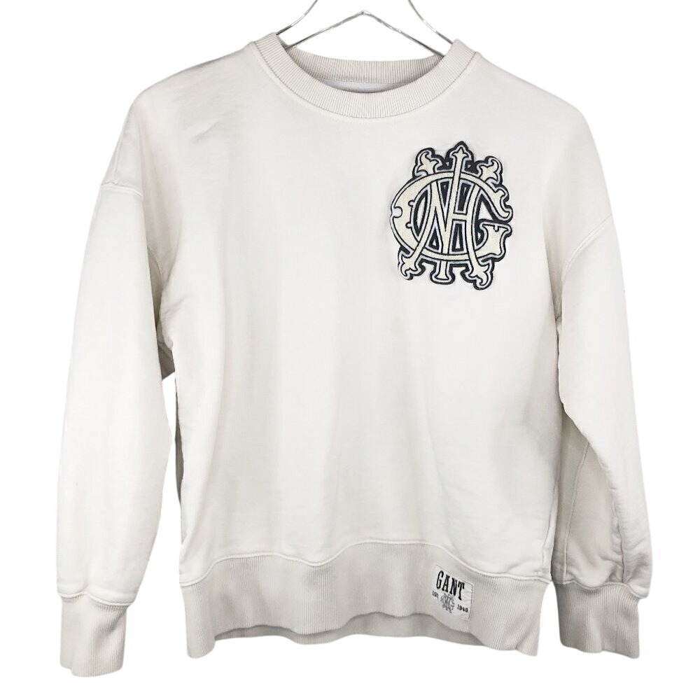 Gant Varsity Logo Chenille‎ Patch White Sweatshirt Boy's 13-14